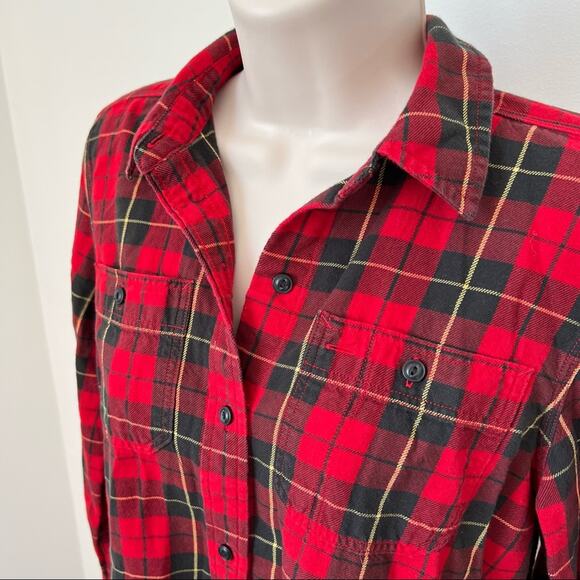 Lauren Ralph Lauren Plaid Flannel Size PM Red Cotton Long Sleeve Button Down - Picture 5 of 7